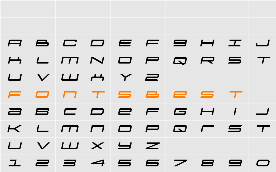 Rycon Semi-Italic Character Map