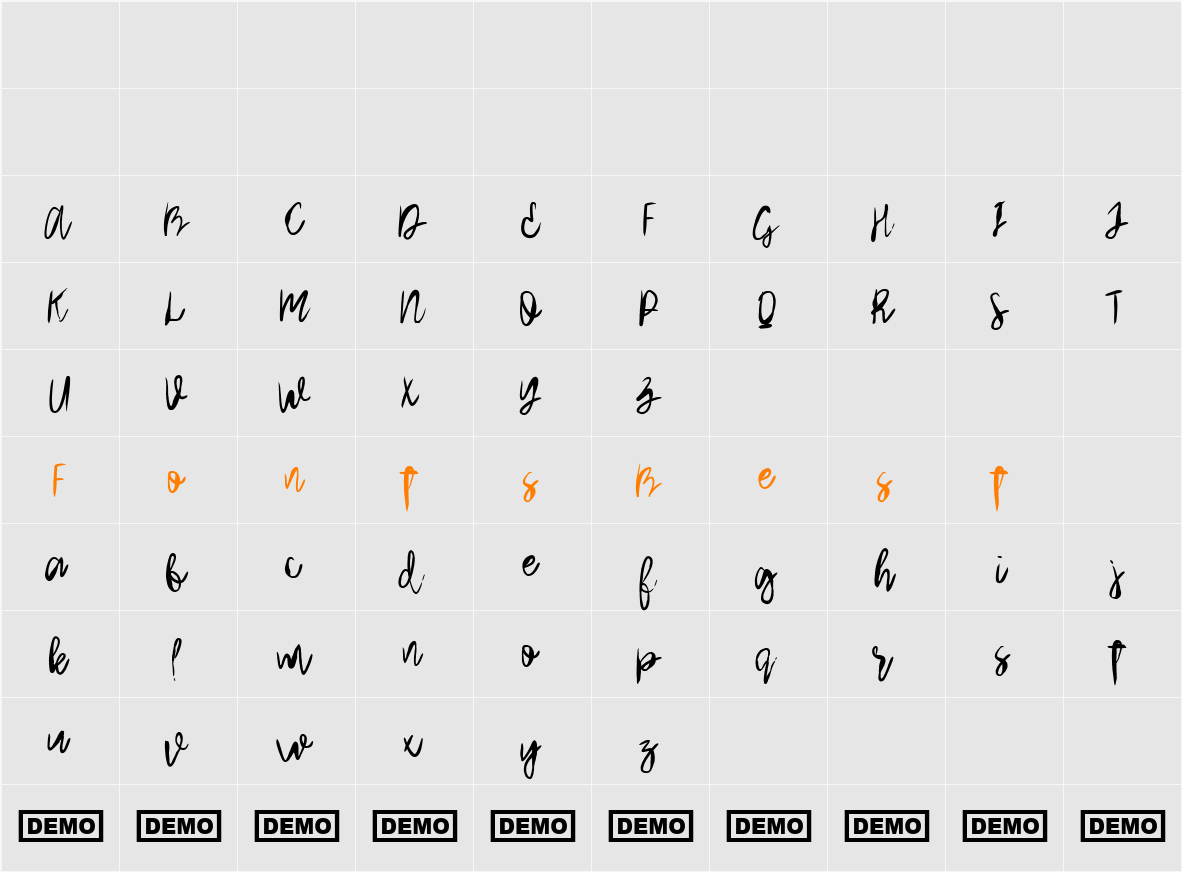 Arthard Character Map