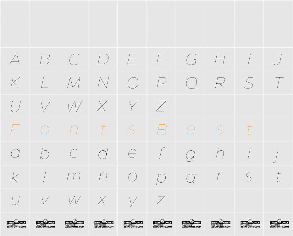 Eastman Roman Trial Thin Character Map