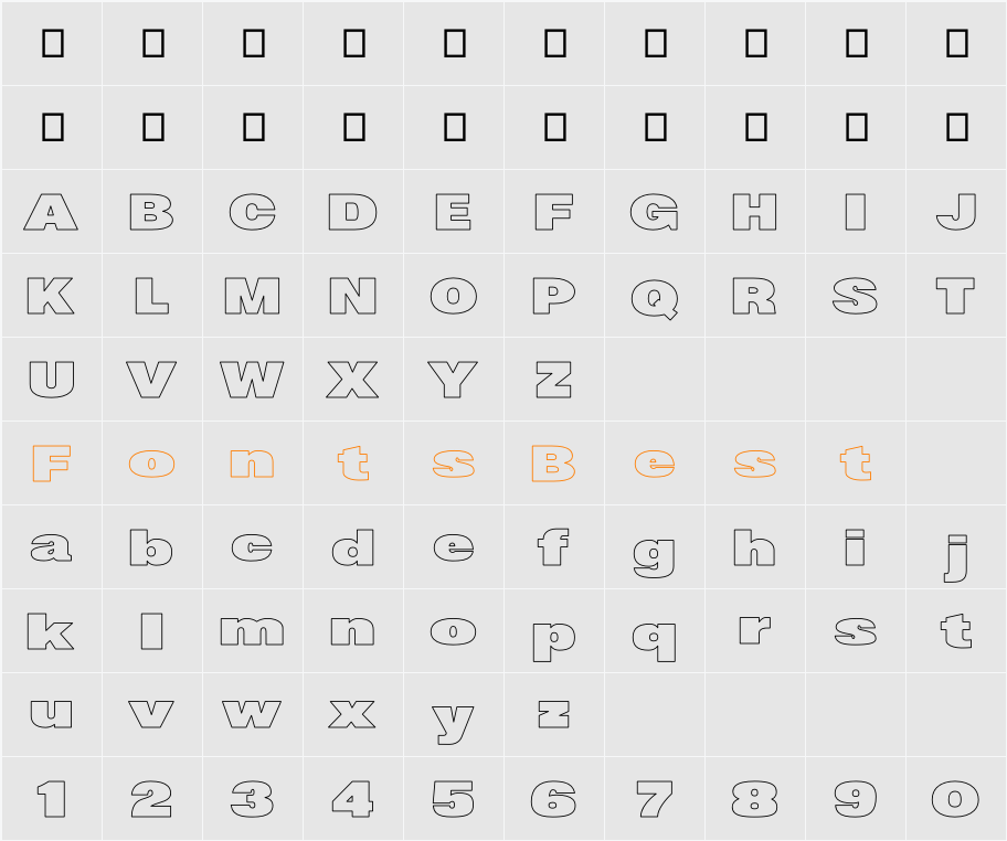 Bathur Outline Character Map