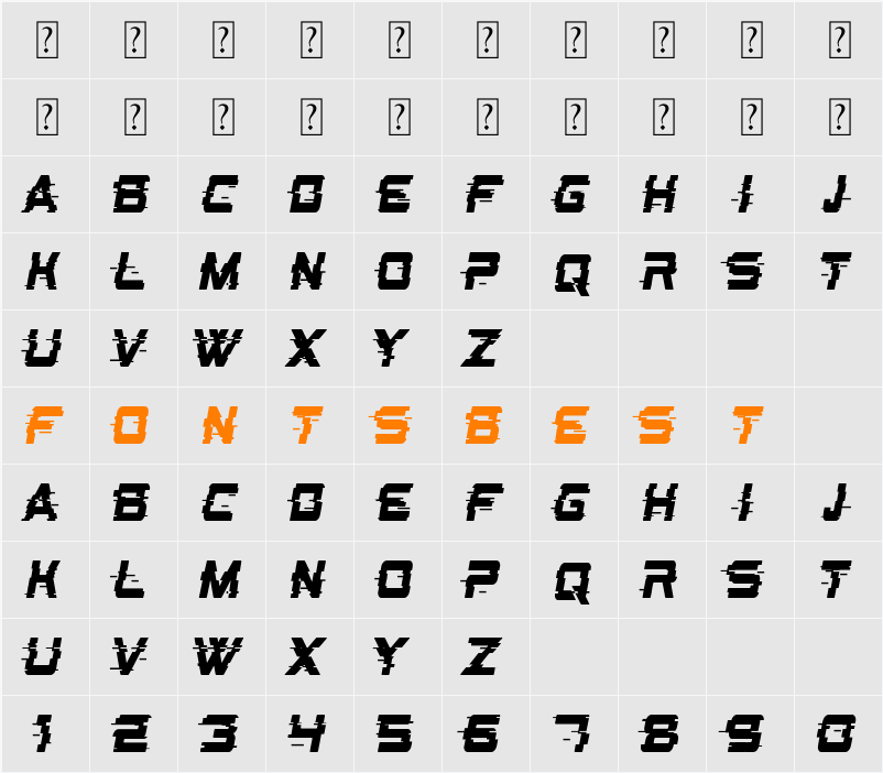 Future Glitch Character Map