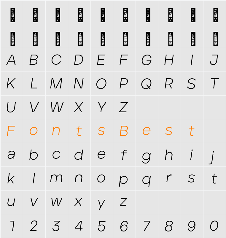 Light Character Map
