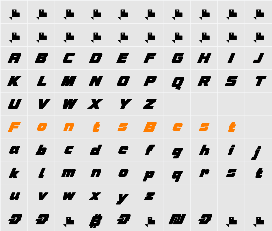 Speeday Character Map