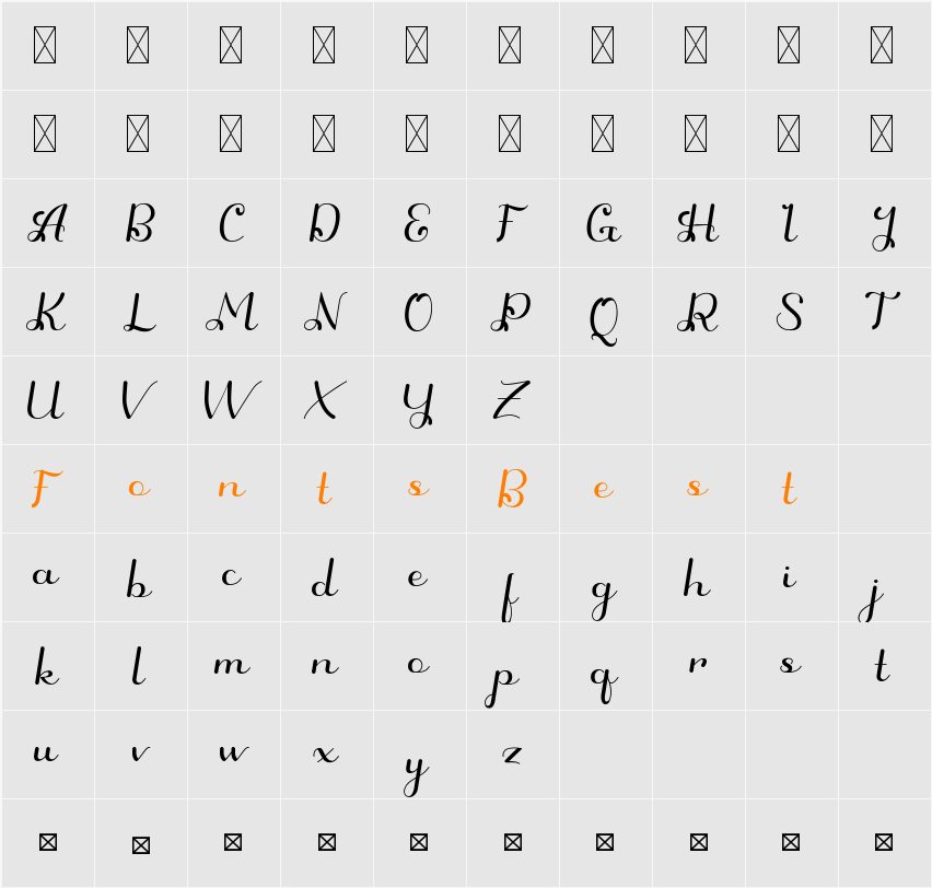 Armyta Character Map