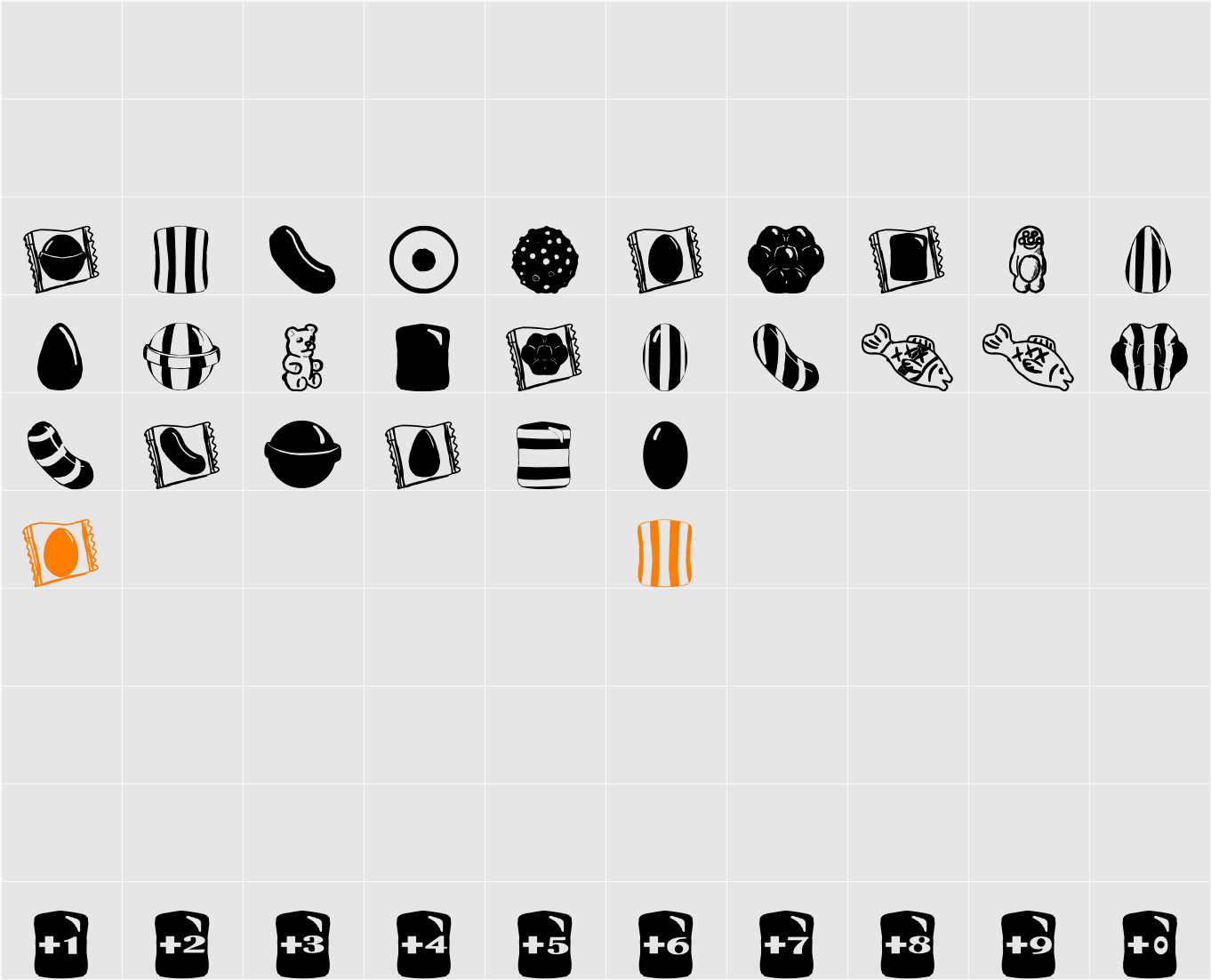 CRUSHED CANDY Character Map