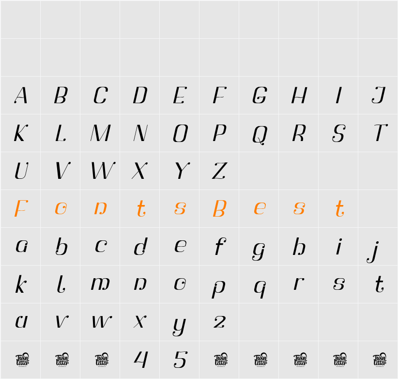 Botuna Slant Character Map