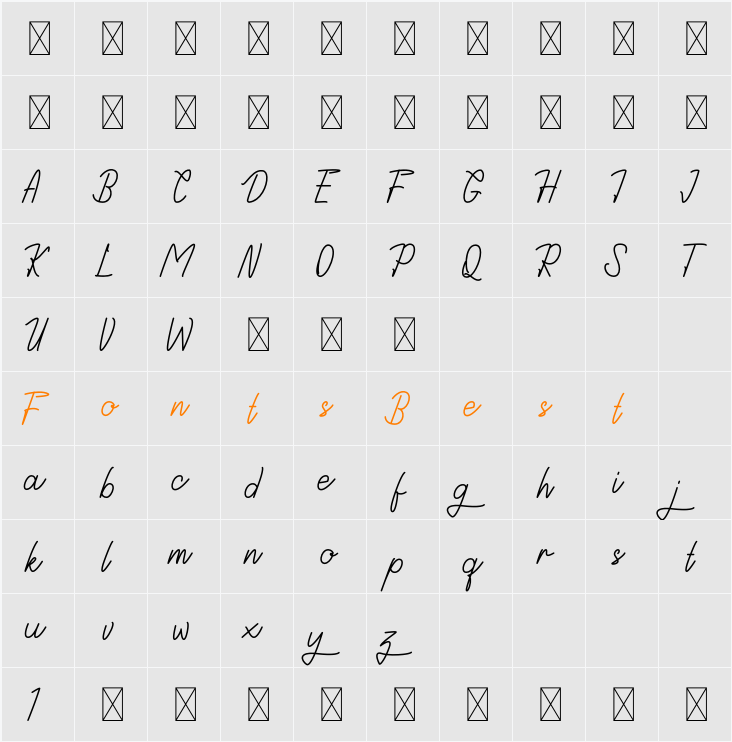Astida Character Map