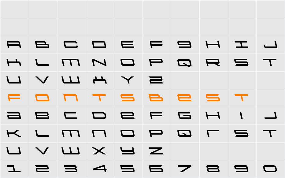 Rycon Semi-Leftalic Character Map