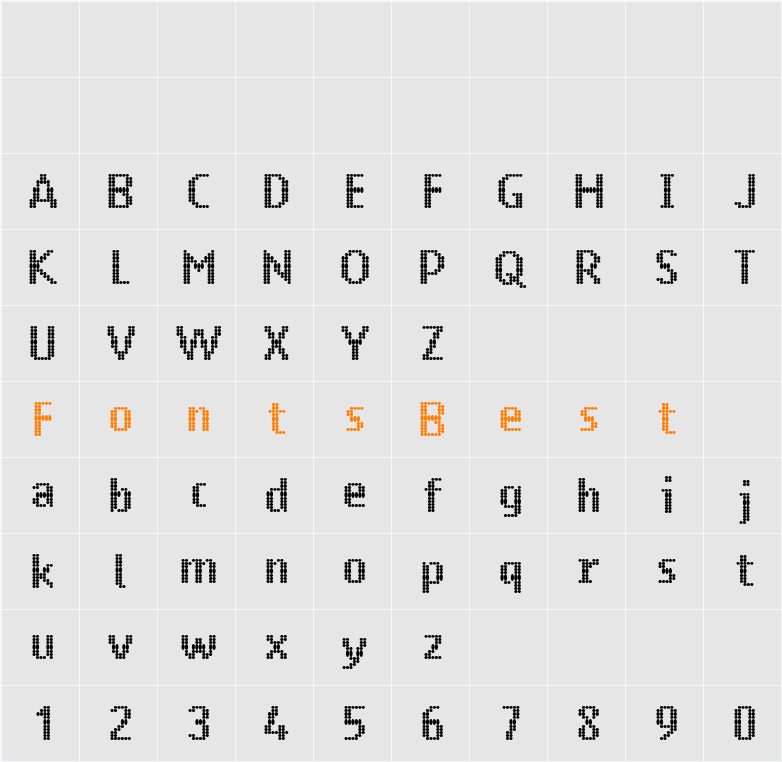 14 LED Character Map