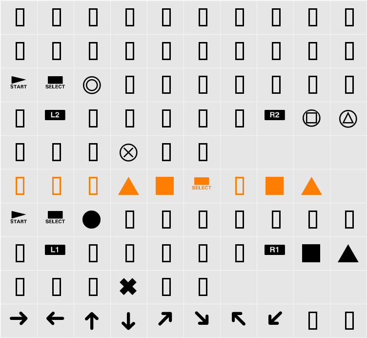 Playstation Buttons Character Map