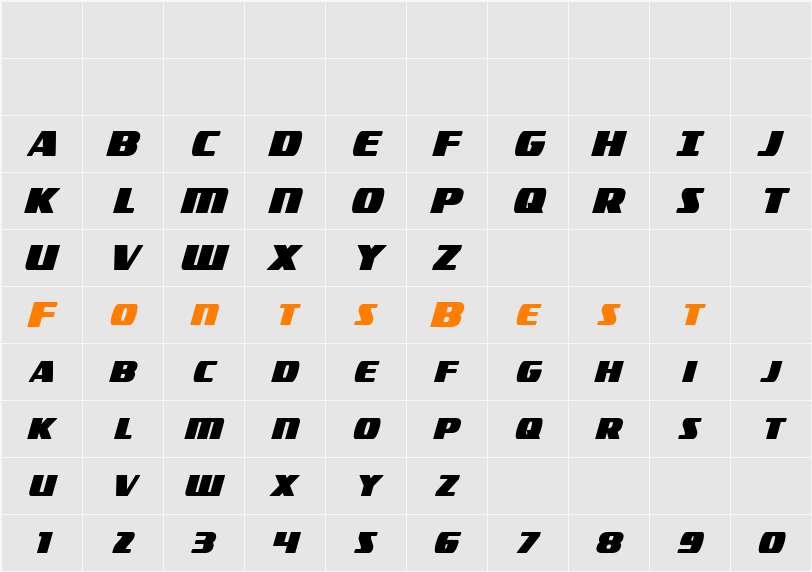 Americorps Bold Extra-Condensed Character Map