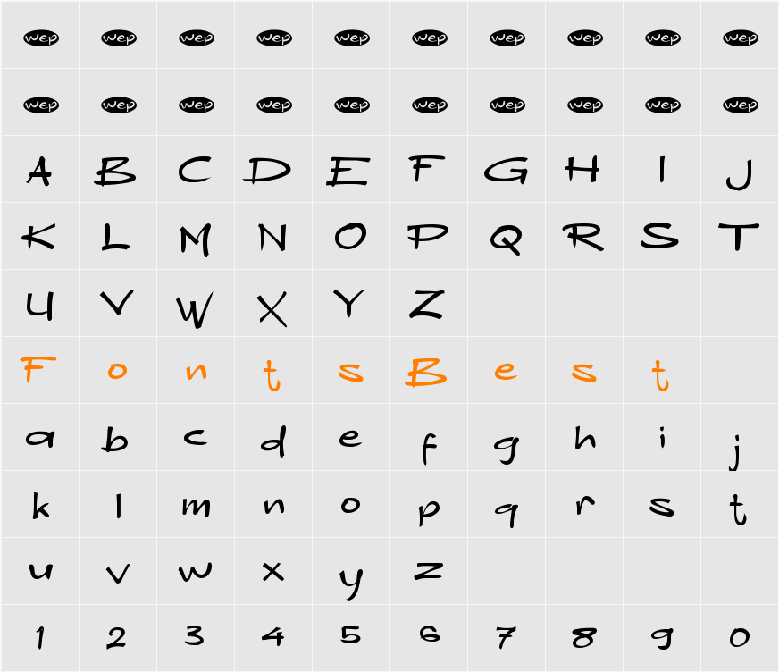a Amne Sans Character Map
