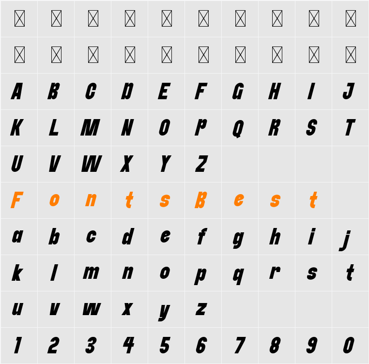 Gafien Character Map