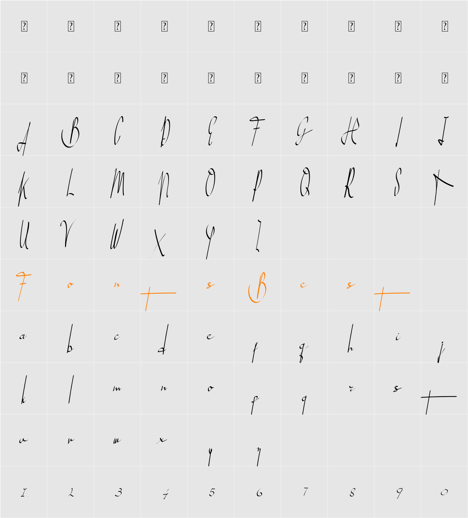 athens_free Character Map