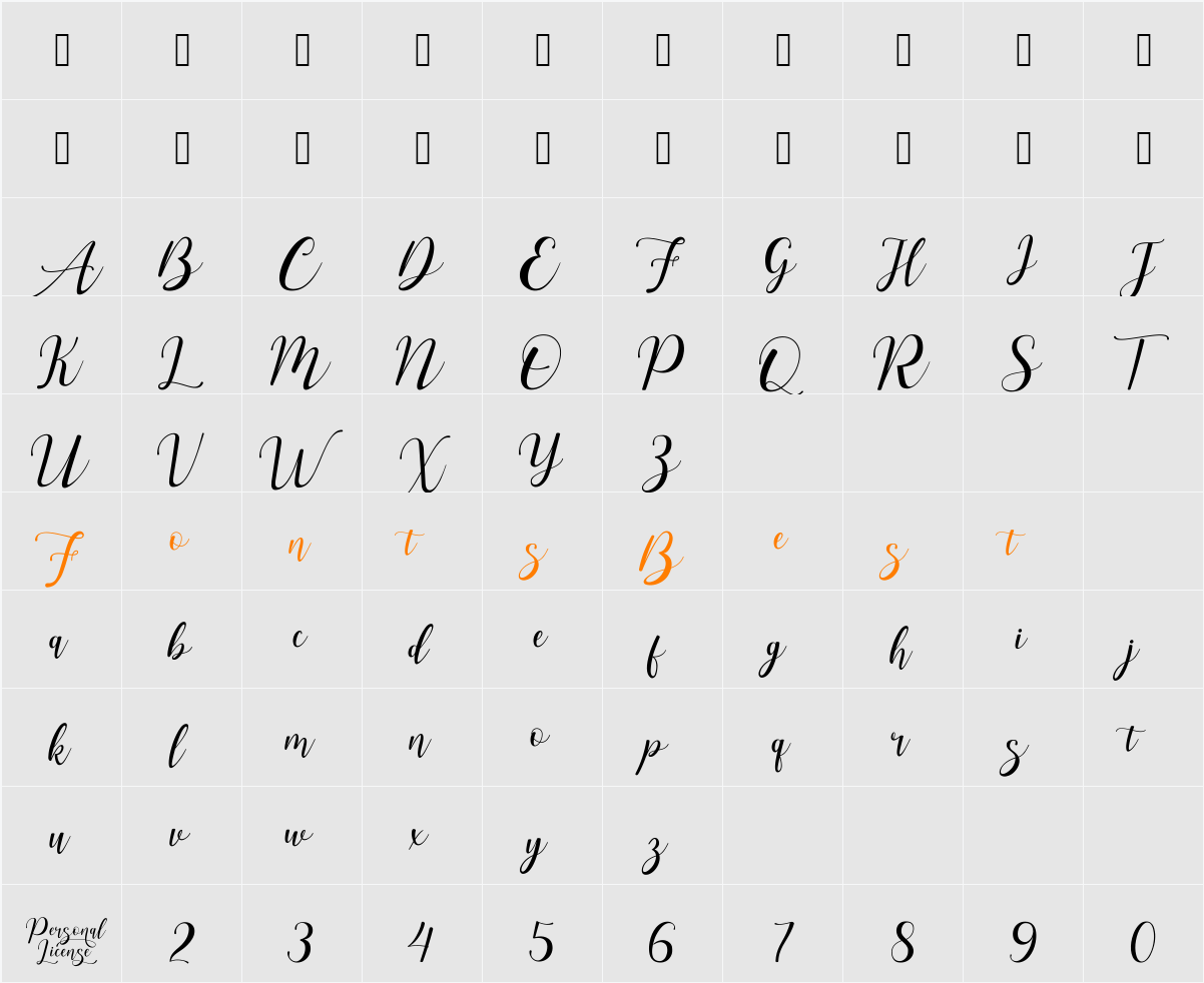 aesthetica demo Character Map