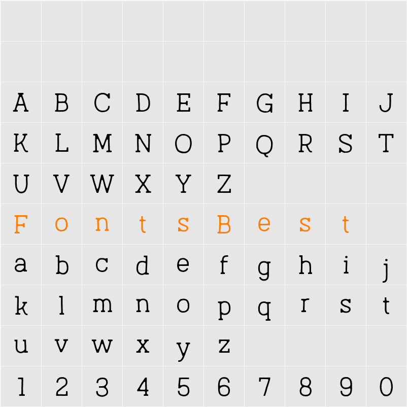 Austral Slab Blur Lig Character Map