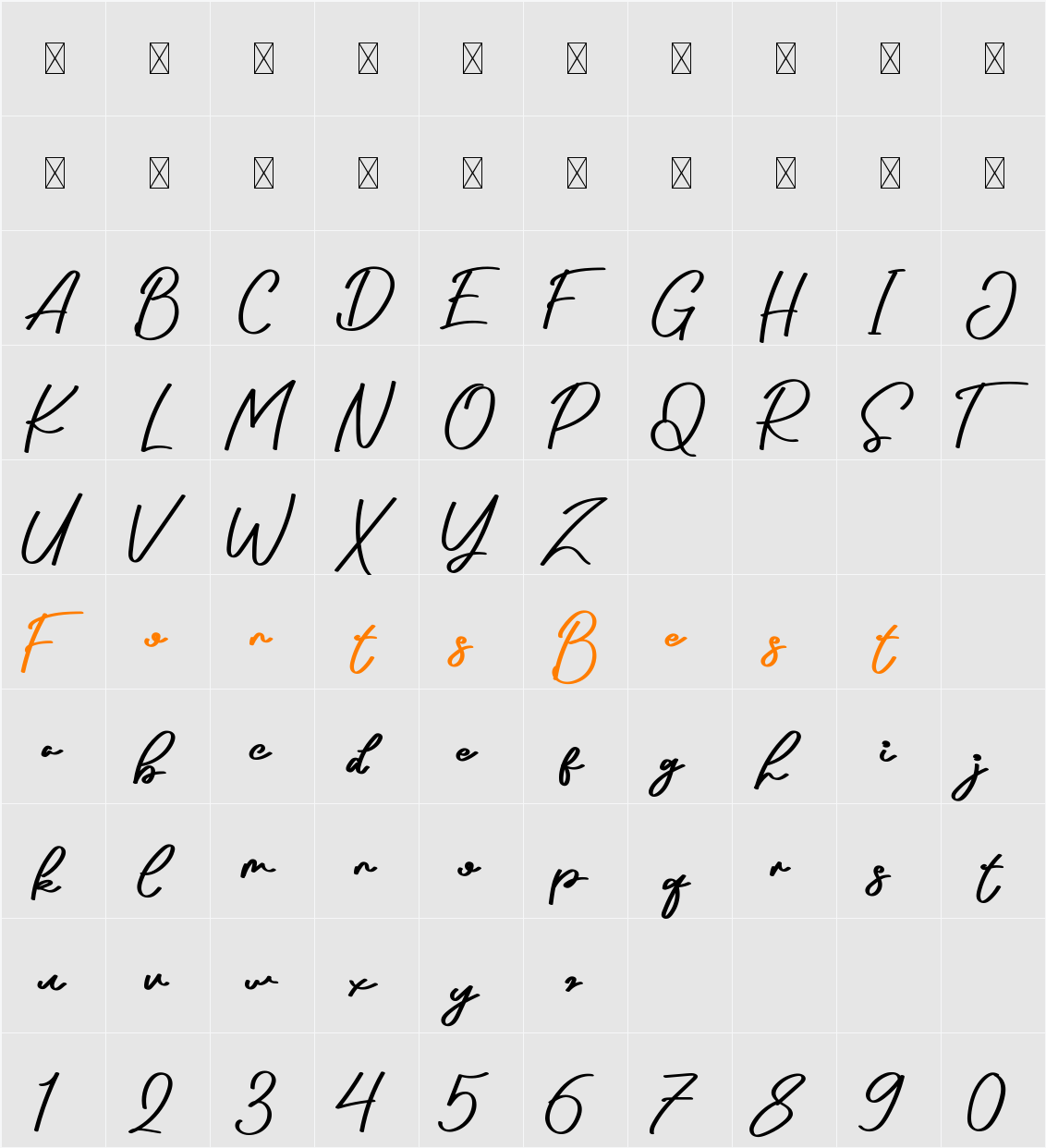Arthens Free Character Map