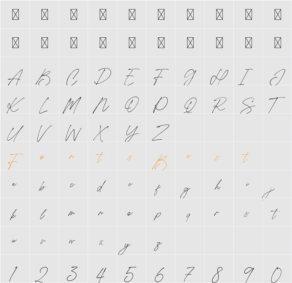 Betalisa Character Map