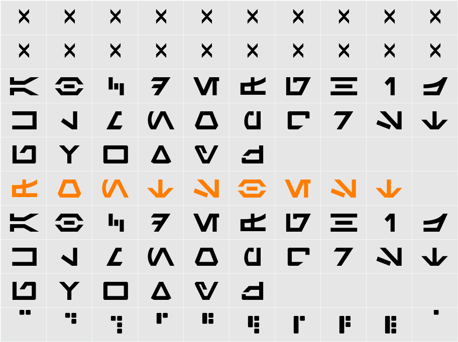 Aurebesh AF Character Map