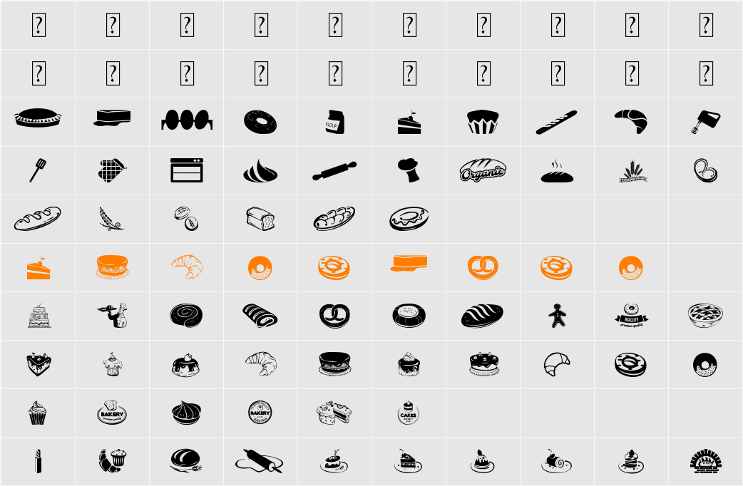 Bakery Character Map