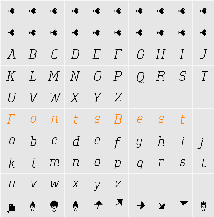 Garota Serif Character Map