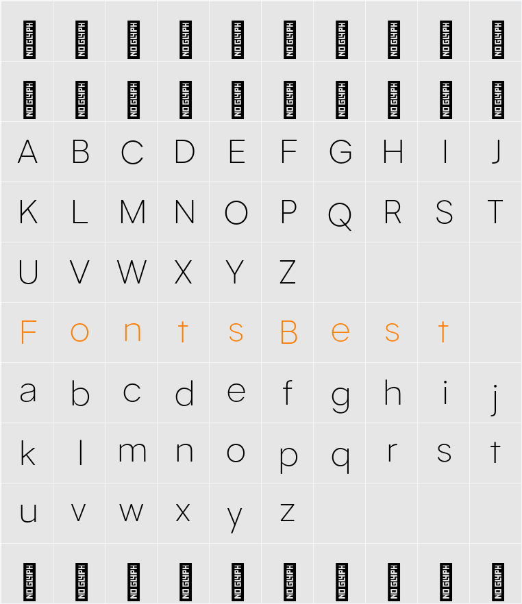 Garmit Extralight Character Map