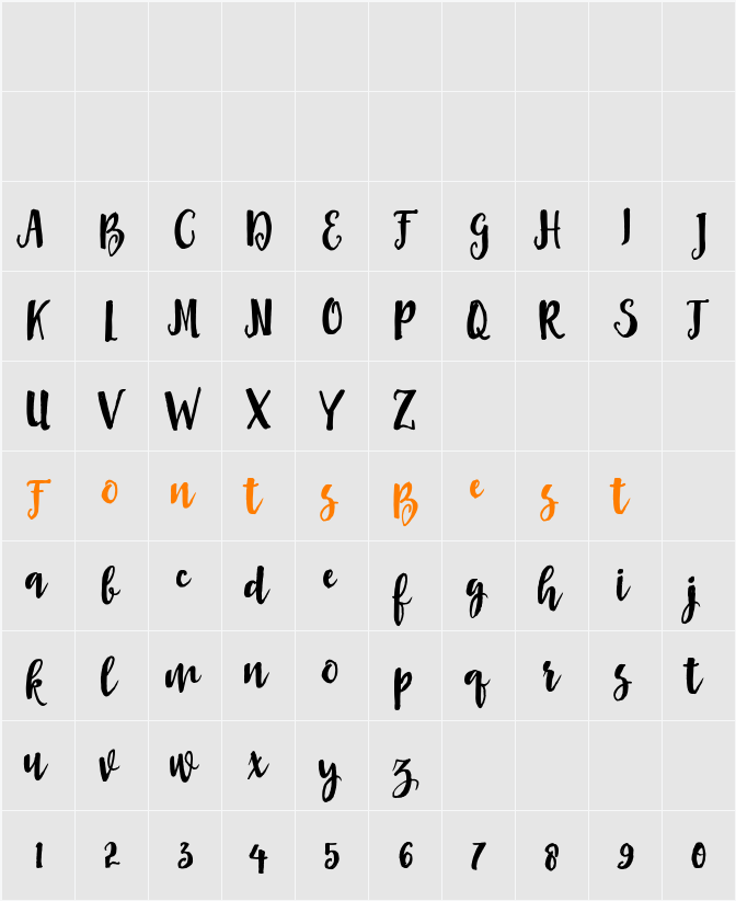 Asly Brush Character Map