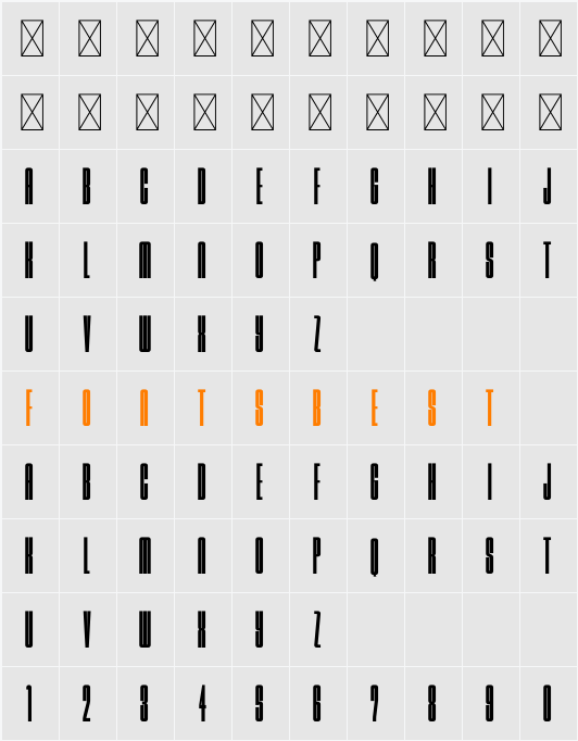 Bayside Ultra Condensed Demo Character Map