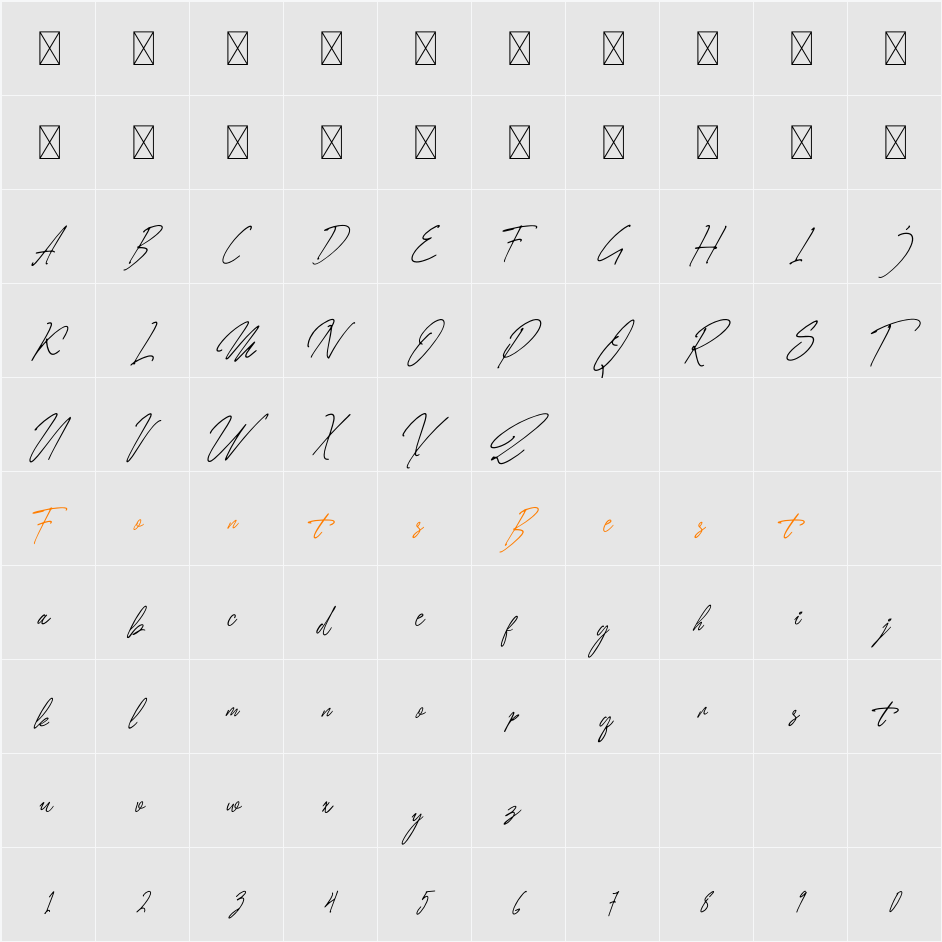 Mirelle Script Script Character Map