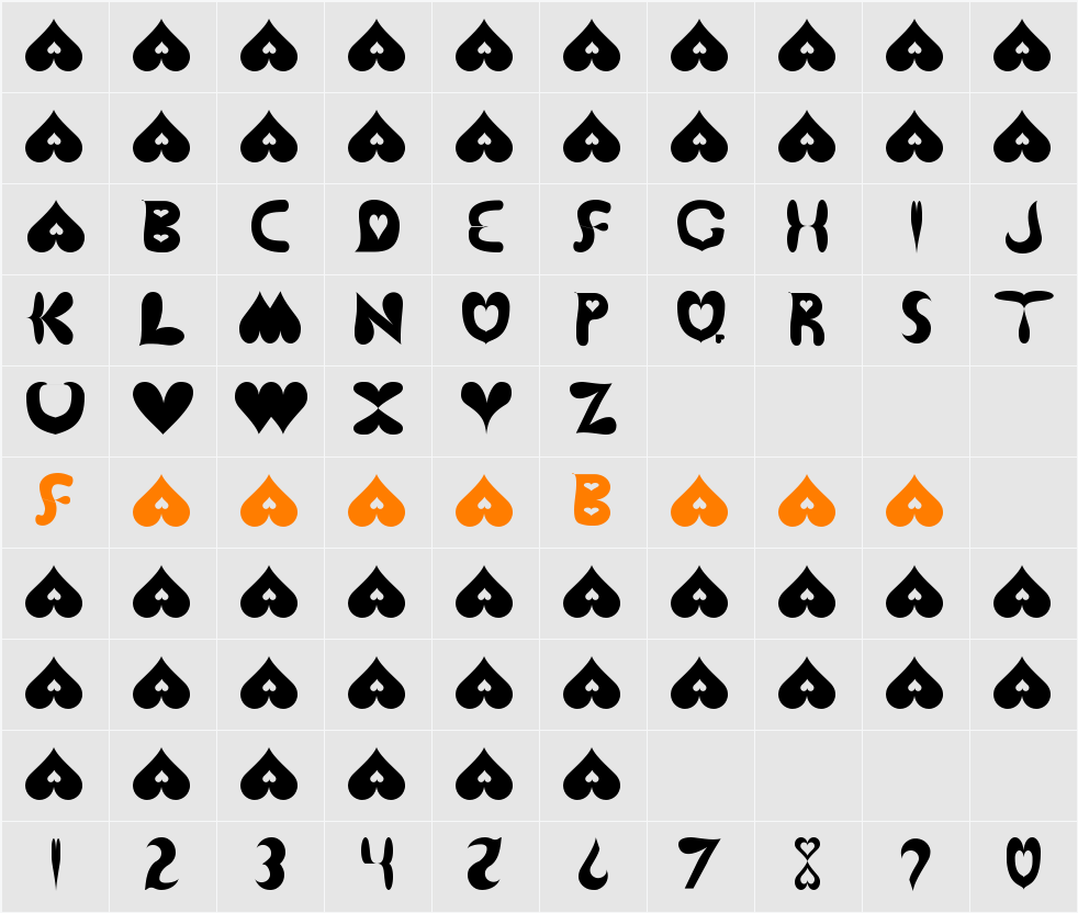 Love Letters Character Map