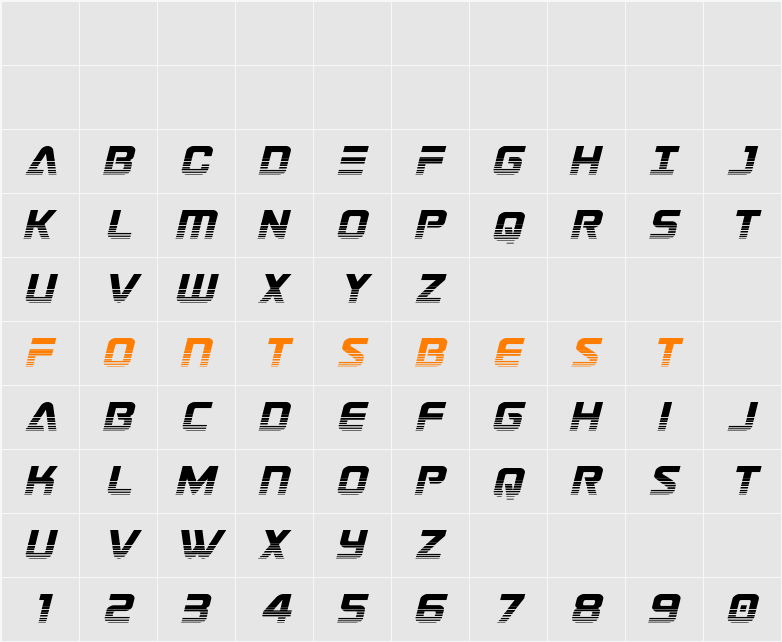 Astro Armada Twotone Italic Character Map