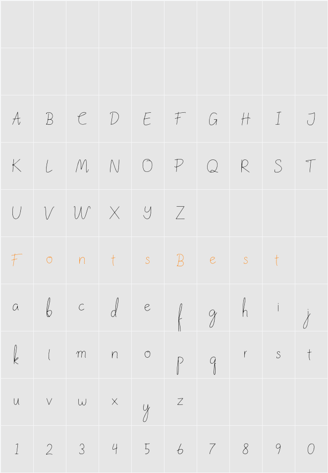 Ayunindra Font Character Map