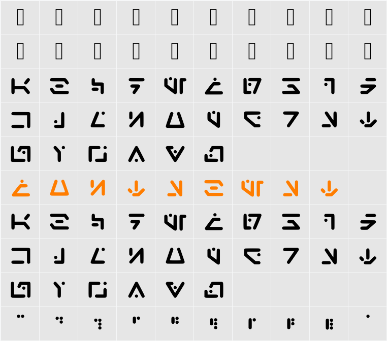 Aurebesh_droid Character Map
