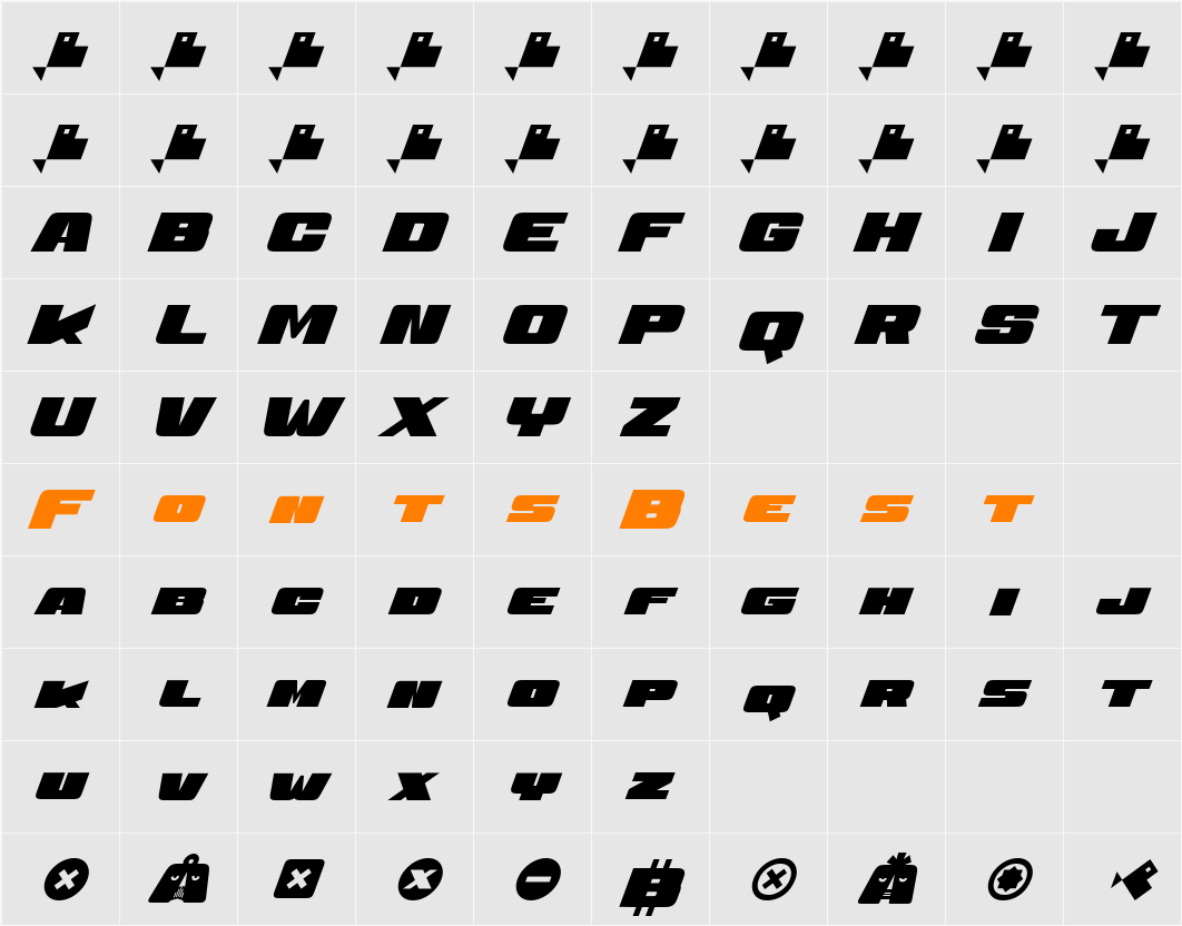 Kaput Black Character Map