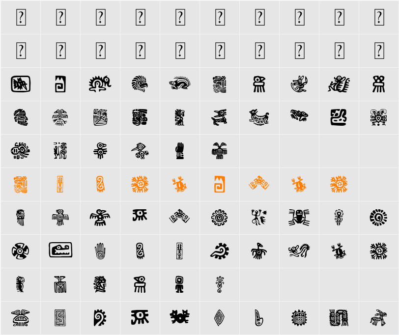 Aztecs Icons Character Map
