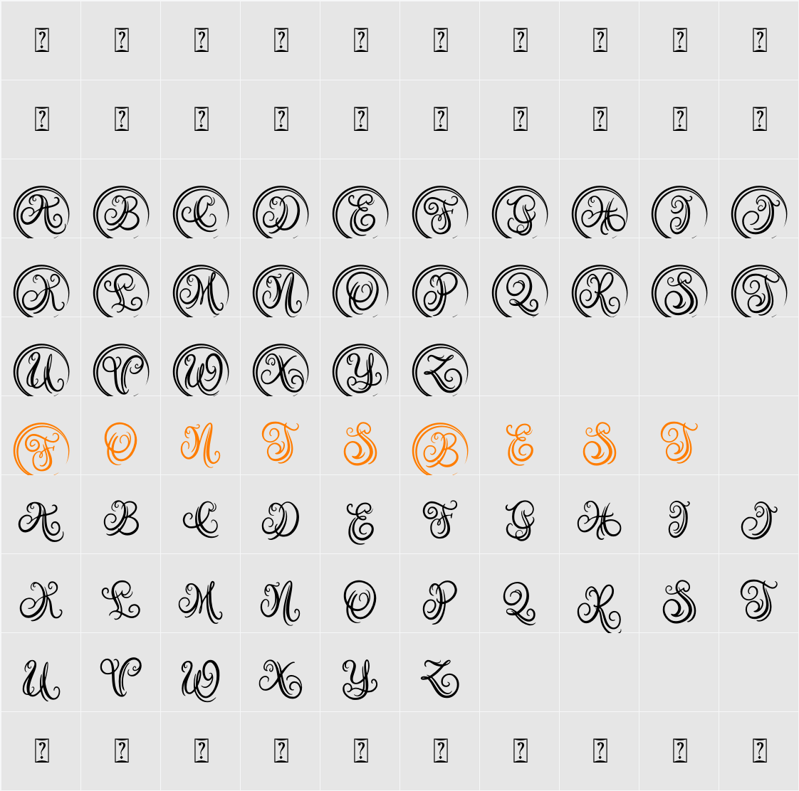 Austy Monogram Character Map