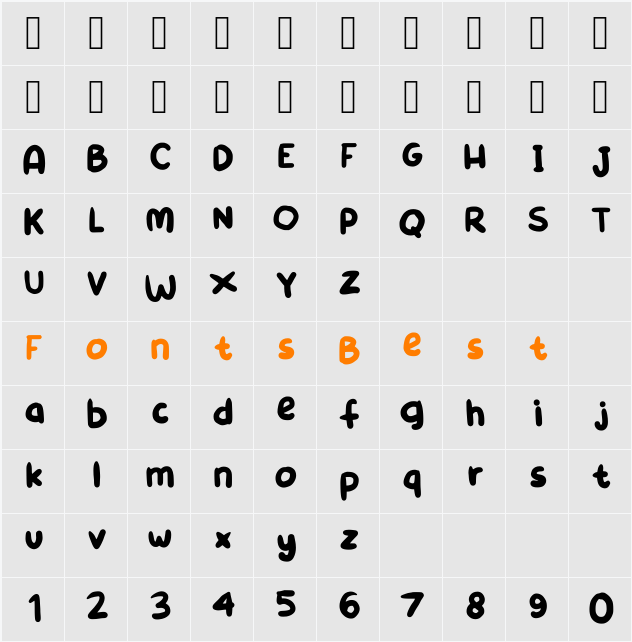 Ayla Handwritten Character Map