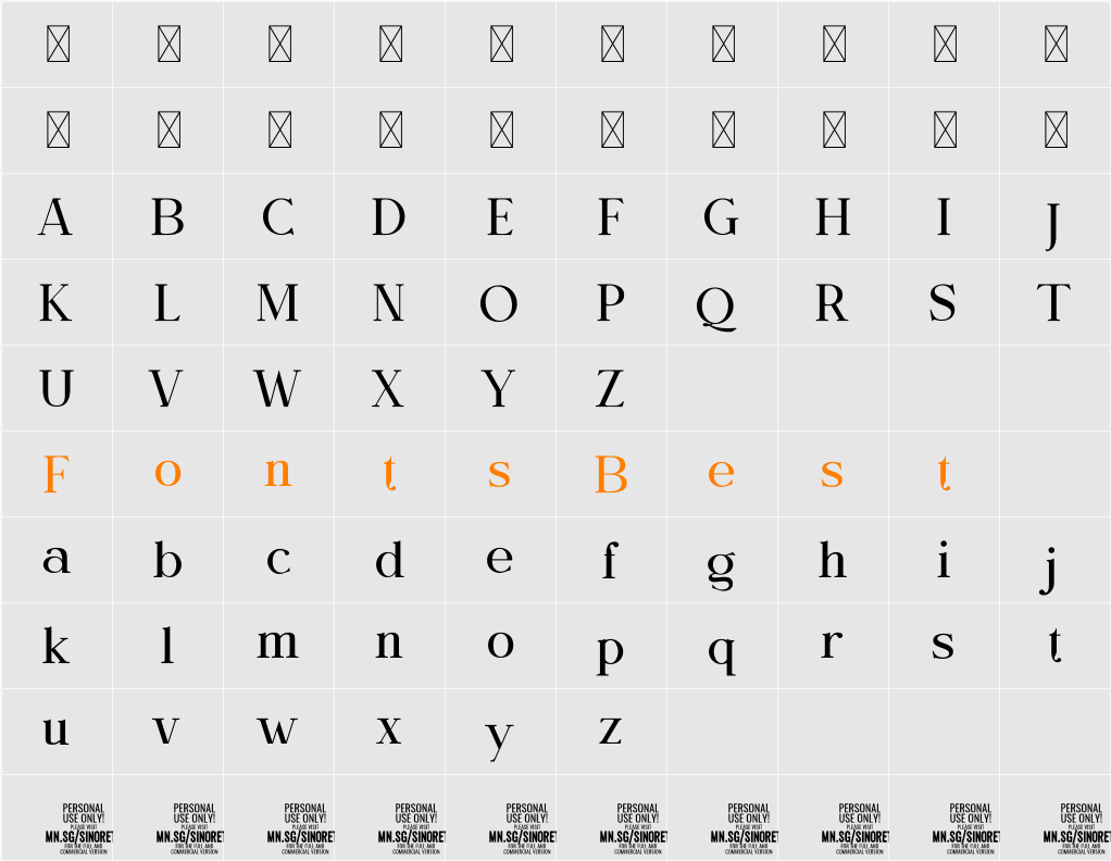 Sinoreta PERSONAL USE Character Map