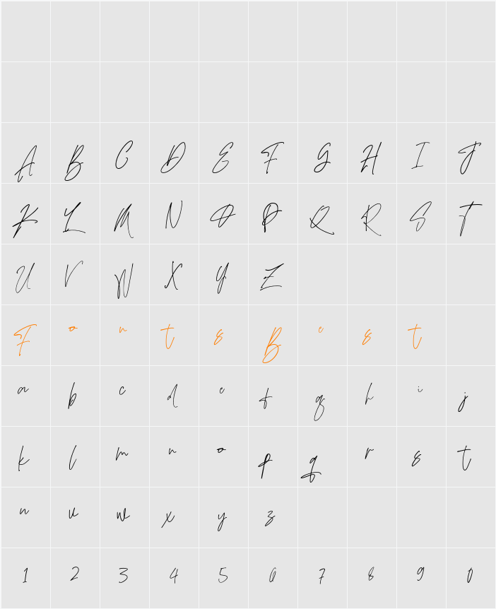 Adustine Signature Character Map