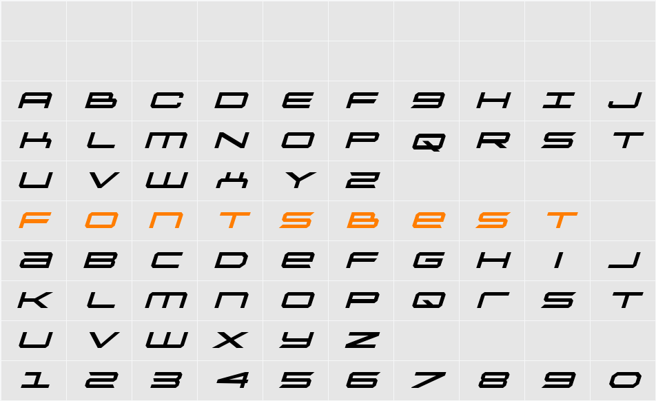 Rycon Bold Italic Character Map
