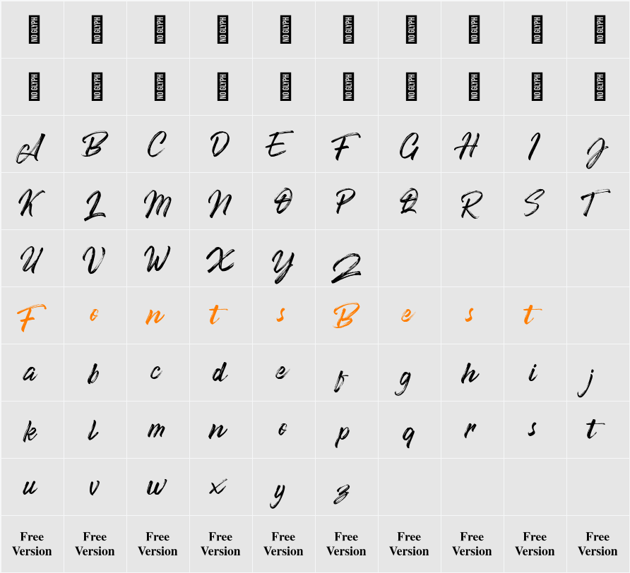 Artsender Personal Use Only Character Map
