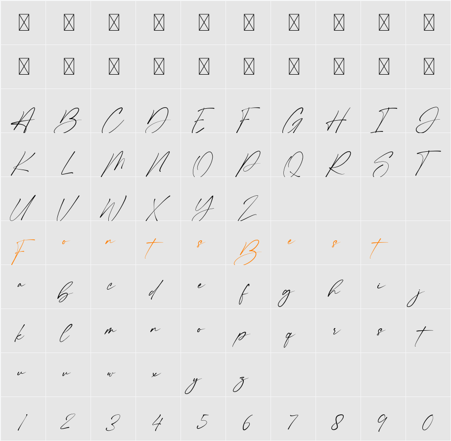 Shamson Signature Character Map