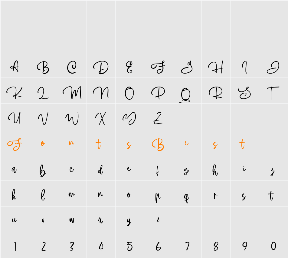 Australove Character Map