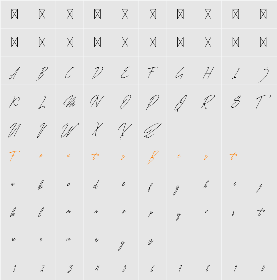 Mirelle Script Script Character Map