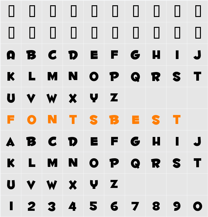 Fontdinerdotcom Huggable Character Map