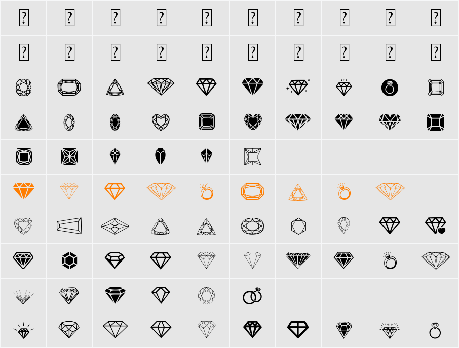 Diamonds Character Map