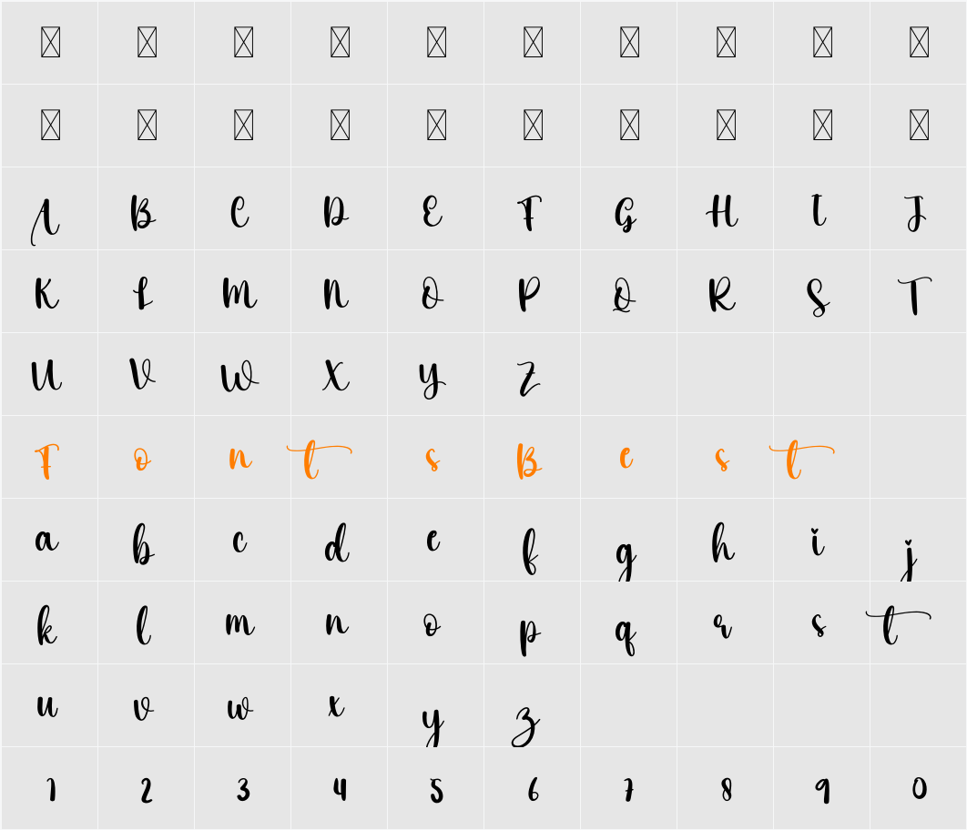 Ashellin Character Map