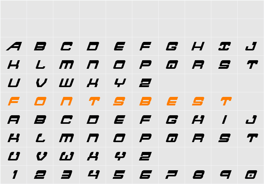 Atlantia Condensed Italic Character Map