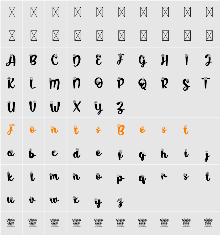 Musim Semi Segar Character Map