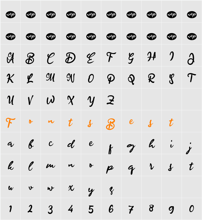 a Ahead Lettering Character Map